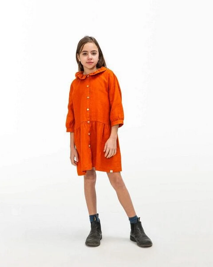 Matona Verspieltes Kleid mit Rüschenkragen für Mädchen aus Leinen / Frill Collar Dress