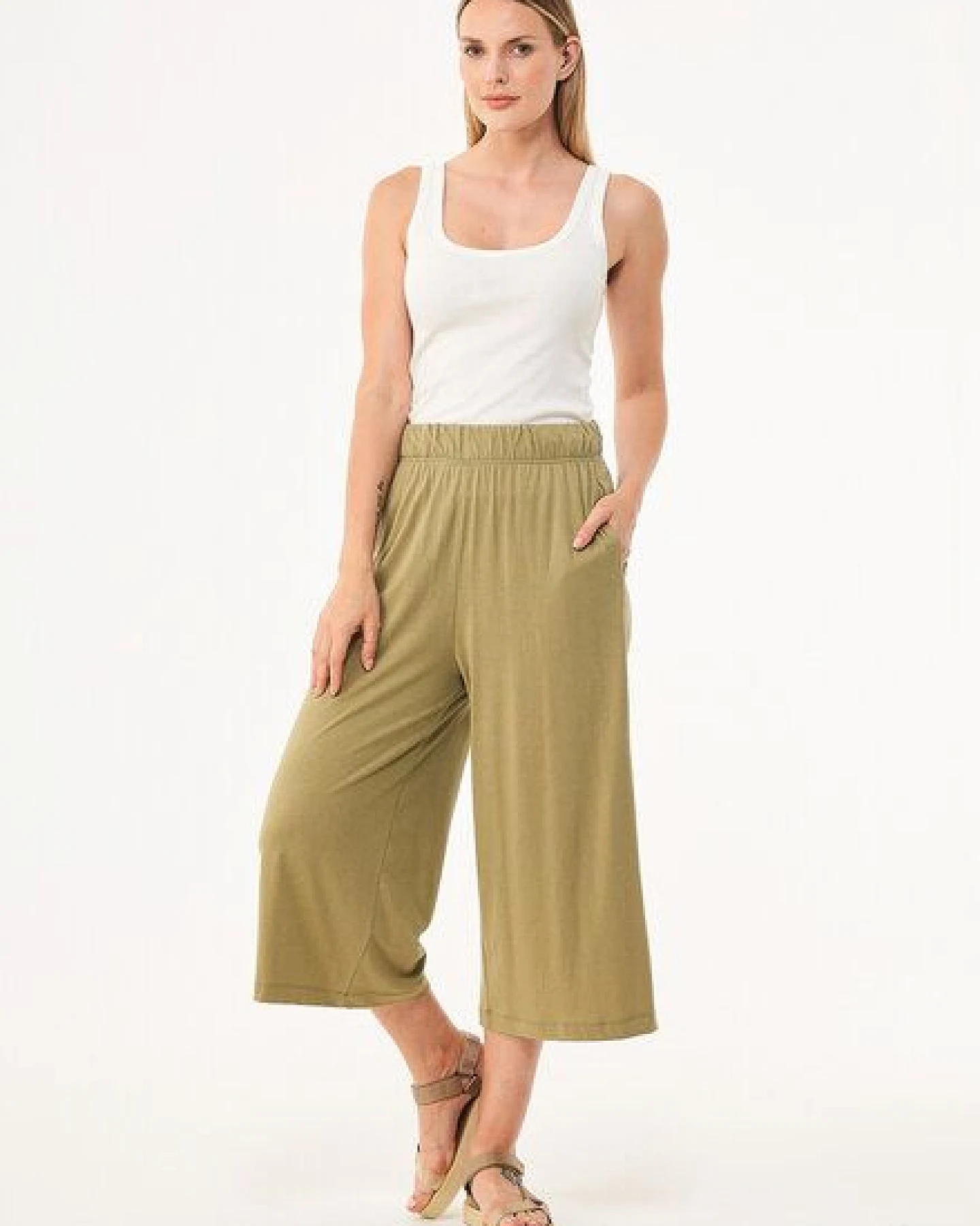 ORGANICATION Jerseyhose aus TENCEL Lyocell und Bio-Baumwolle in 3/4-Länge – Ansicht 2