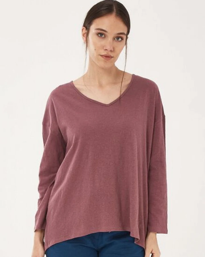 ORGANICATION Langarmshirt aus Bio-Baumwolle mit Leinen