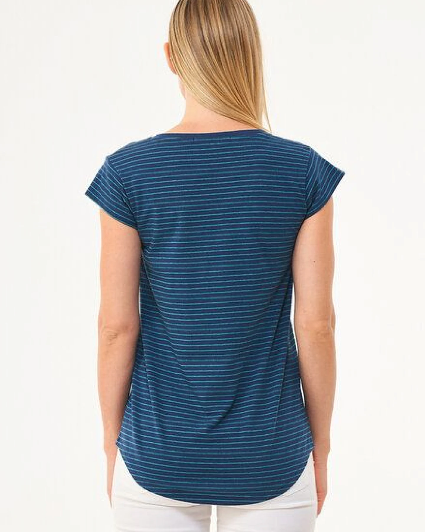 ORGANICATION Gestreiftes T-Shirt aus Bio-Baumwolle und Leinen – Ansicht 4