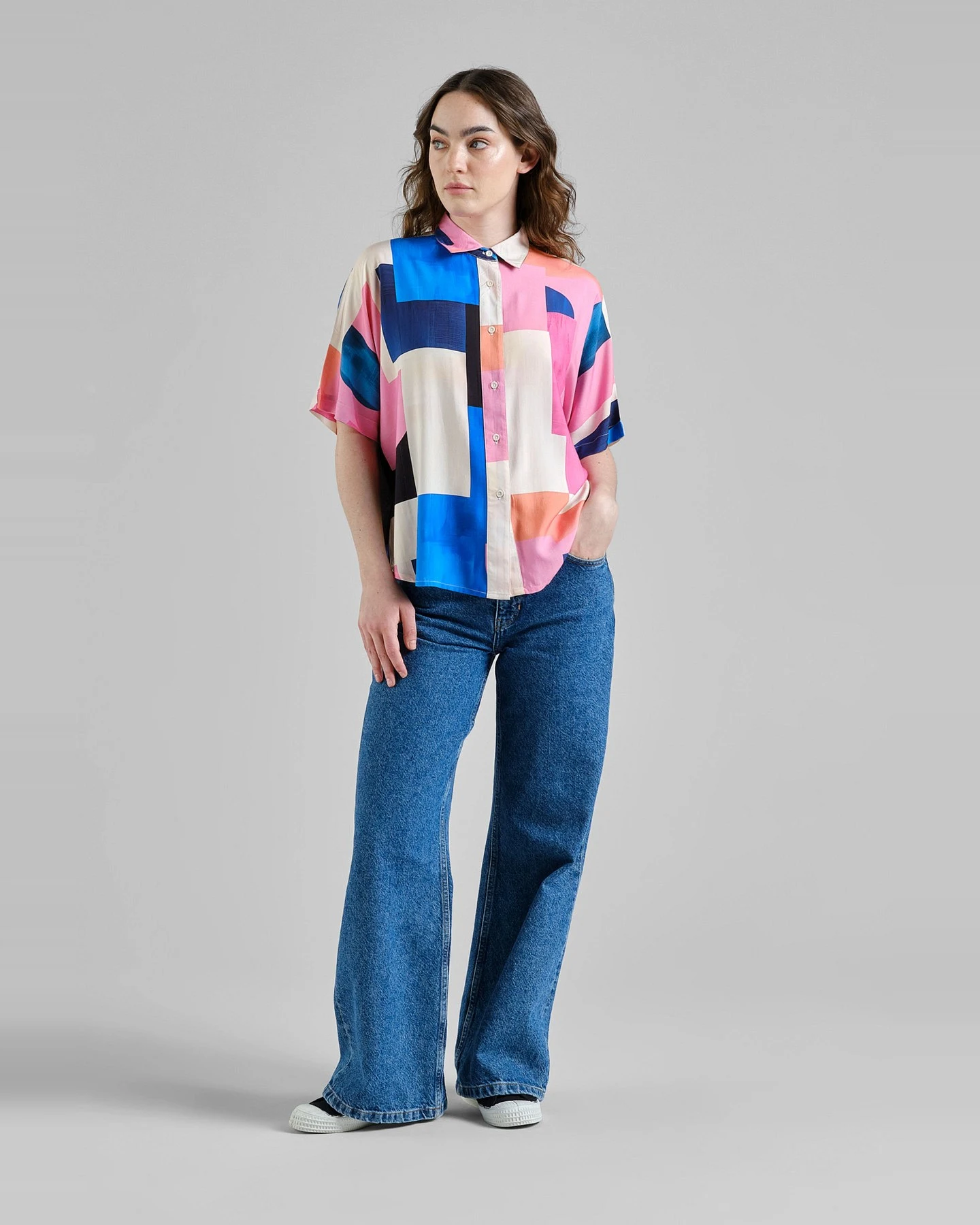 Bluse Alsvik Abstract Block Multi Color Rosa – Ansicht 4