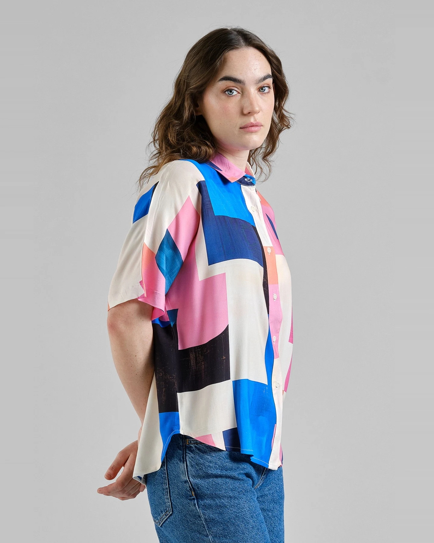 Bluse Alsvik Abstract Block Multi Color Rosa – Ansicht 2