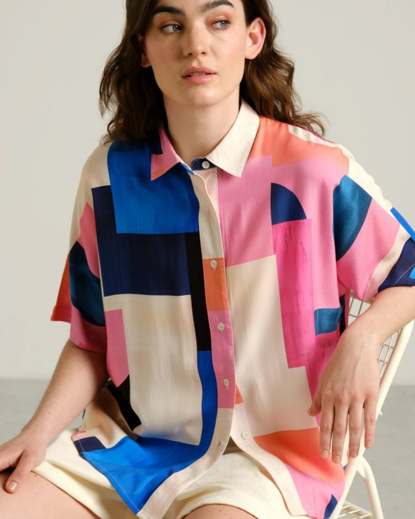 Bluse Alsvik Abstract Block Multi Color Rosa – Ansicht 5