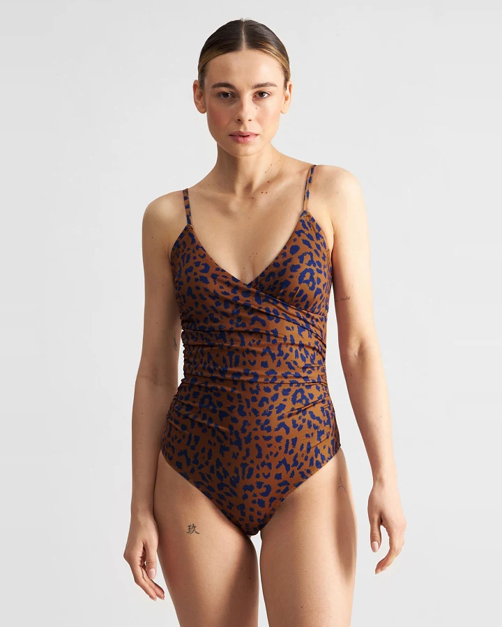 Badeanzug Klinte Leopard Braun