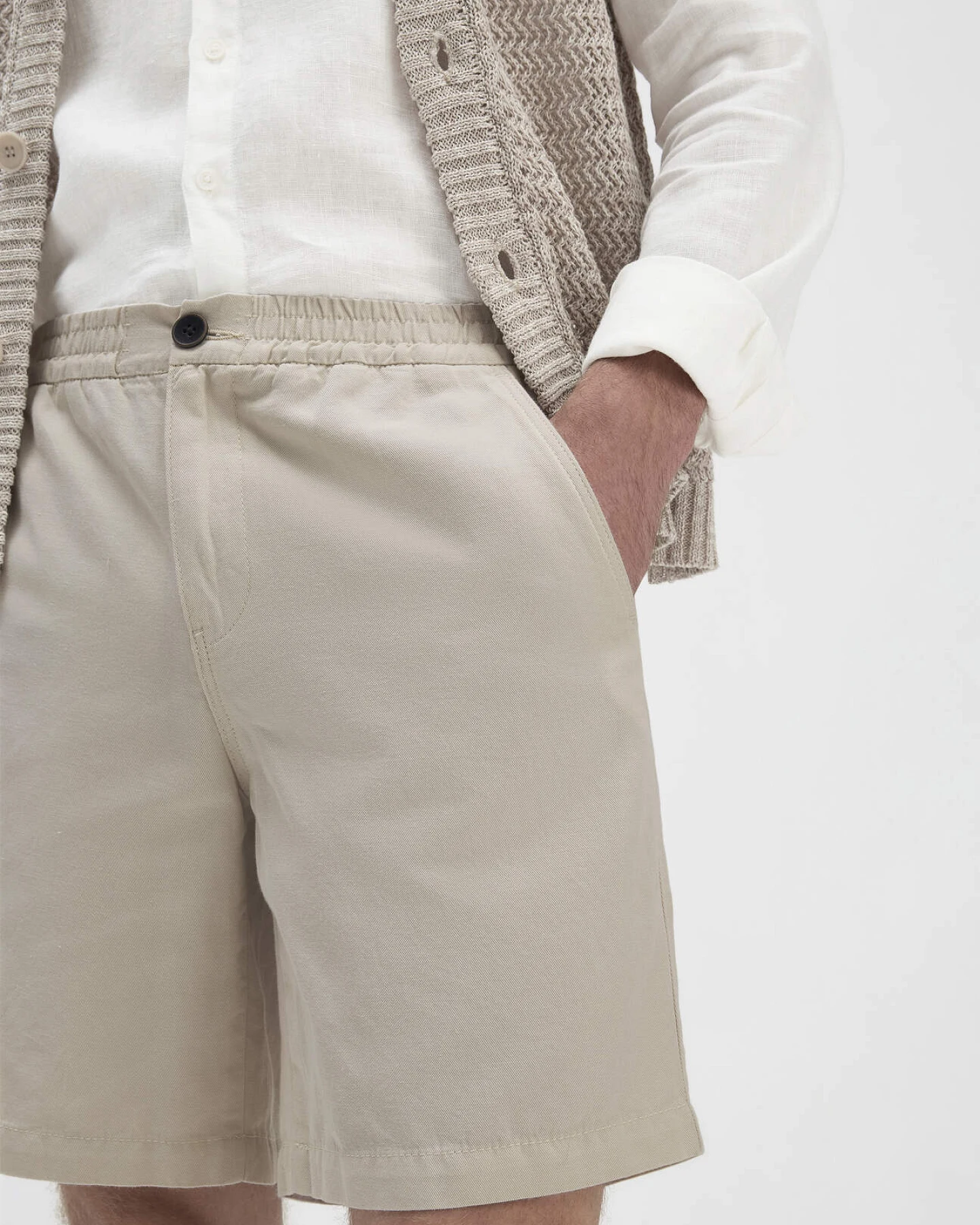 hessnatur Herren Shorts Relaxed aus Bio-Baumwolle mit Leinen - beige - Größe 31 – Ansicht 3