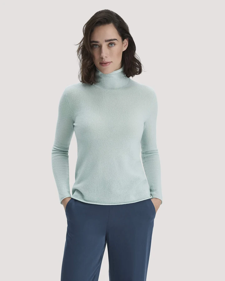 hessnatur Damen FTC × HESSNATUR Rollkragen Pullover Regular aus Cashmere - grün - Größe M