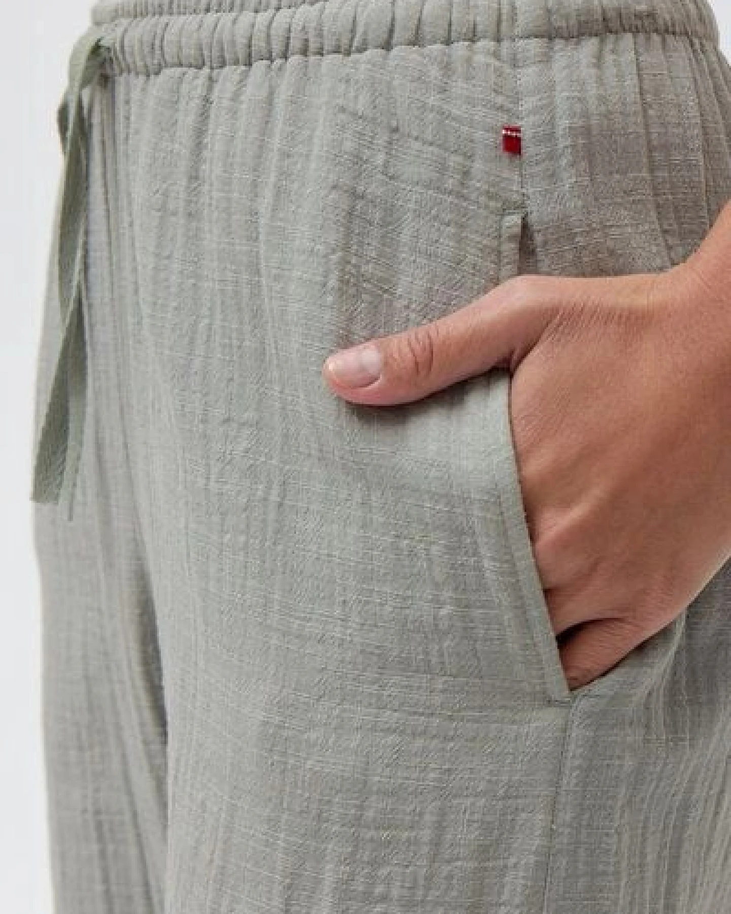 People Wear Organic Slub Musselin Hose, grün uni, Bio-Baumwolle – Ansicht 3