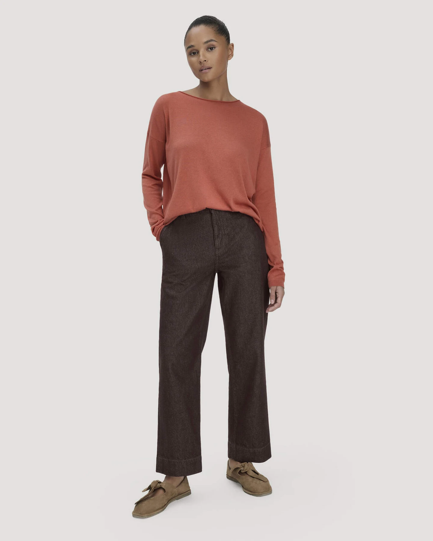 hessnatur Damen Strick Pullover Oversize aus TENCEL™ Lyocell mit Bio-Baumwolle - orange - Größe M – Ansicht 2