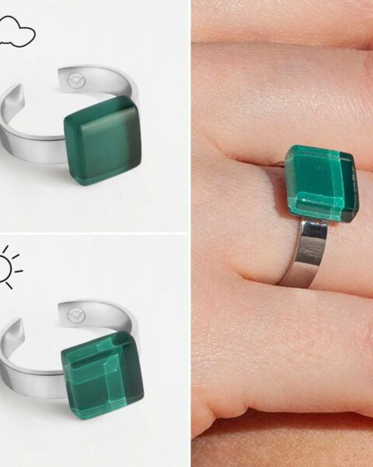 ALEXASCHA Geometrischer Ring aus Glas, mini – Ansicht 3