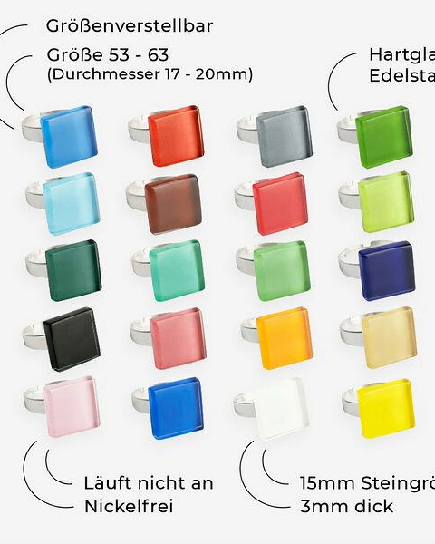 ALEXASCHA Minimalistischer Ring aus Glas, klein – Ansicht 4