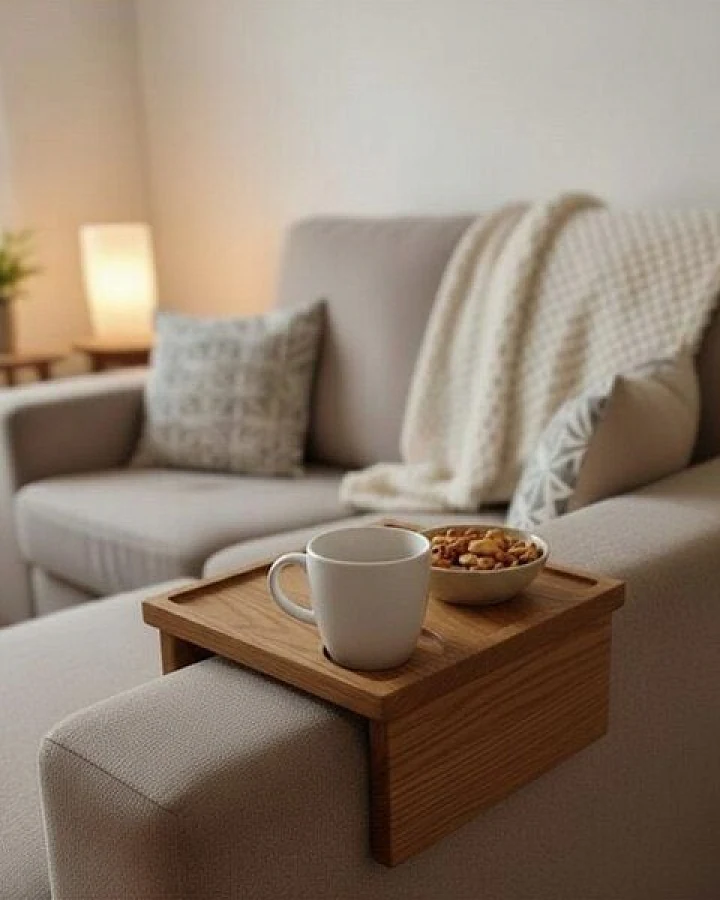 Woodkopf Sofatablett/ Couchablage Relaxa aus Massivholz Eiche