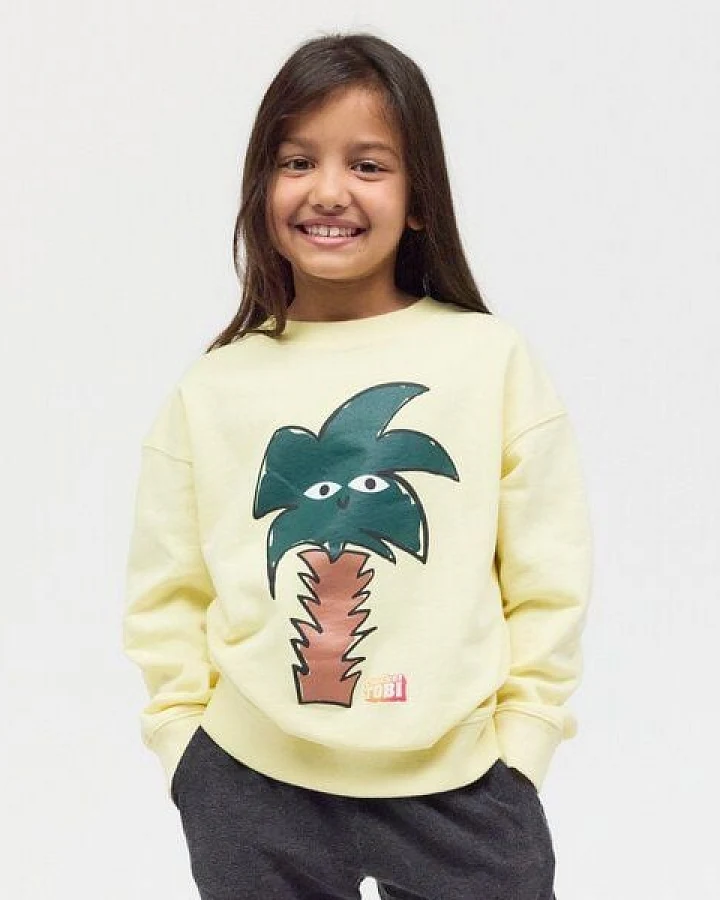 PlayPlayPauly CHECKER TOBI Palme Unisex Kinder Sweatshirt aus Bio-Baumwolle