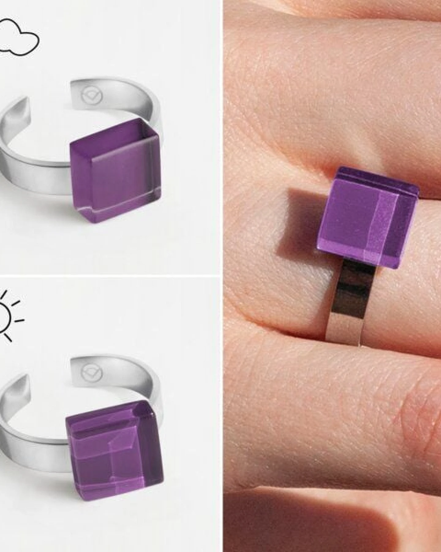 ALEXASCHA Geometrischer Ring aus Glas, mini – Ansicht 3