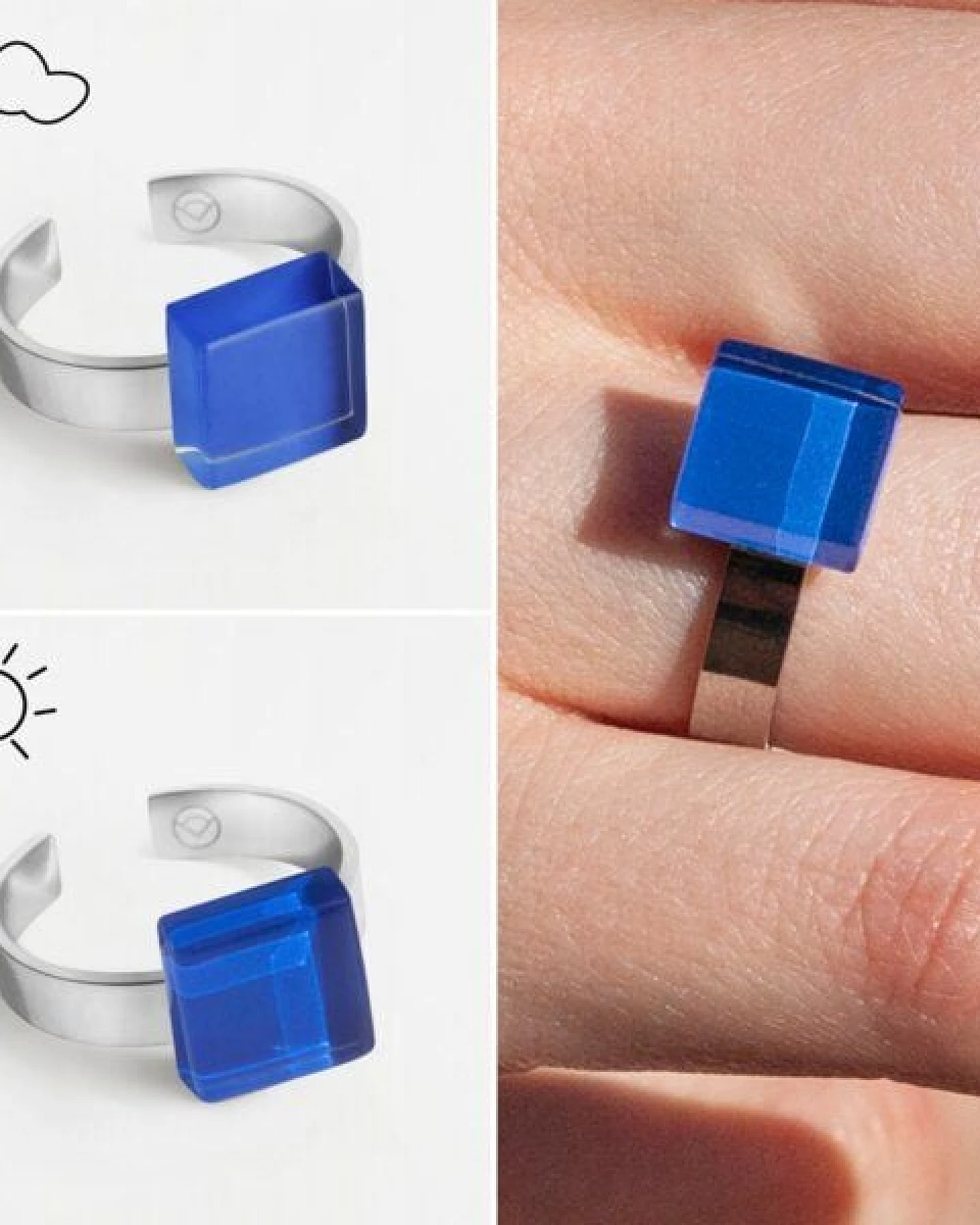 ALEXASCHA Geometrischer Ring aus Glas, mini – Ansicht 3