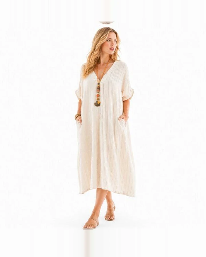 Bruno Barella Damen Musselin Kleid aus Bio Baumwolle – Oversize Boho Maxi Kleid One Size S–XXXL von Äegeis
