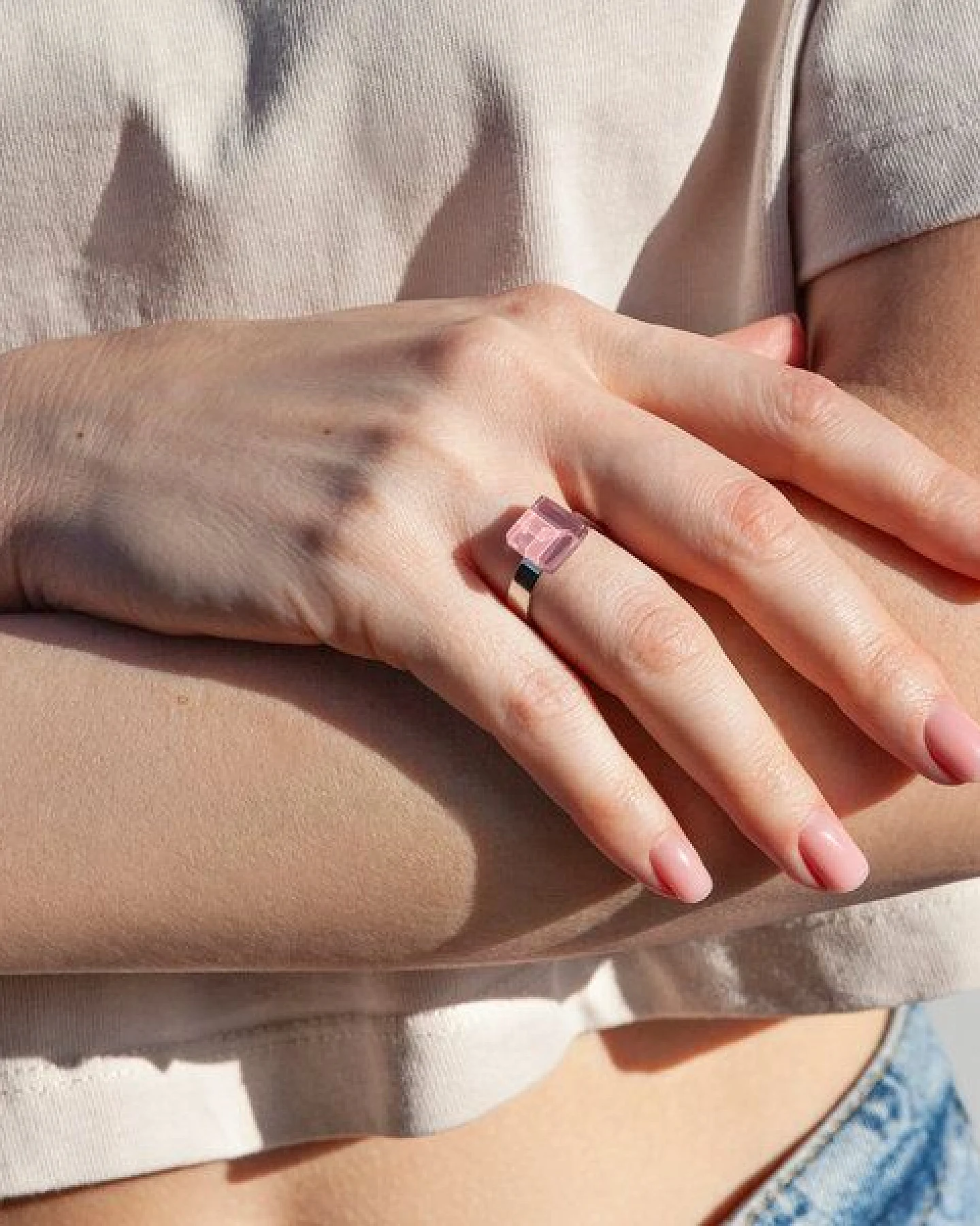 ALEXASCHA Geometrischer Ring aus Glas, mini – Ansicht 2