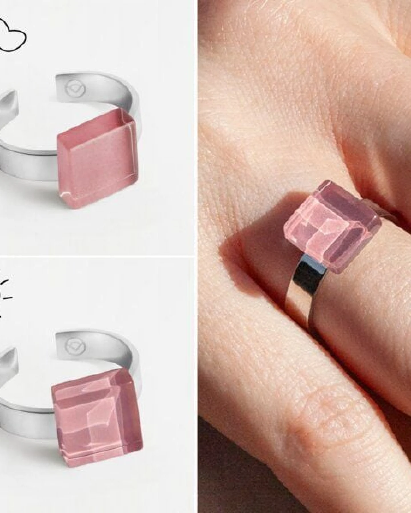 ALEXASCHA Geometrischer Ring aus Glas, mini – Ansicht 3