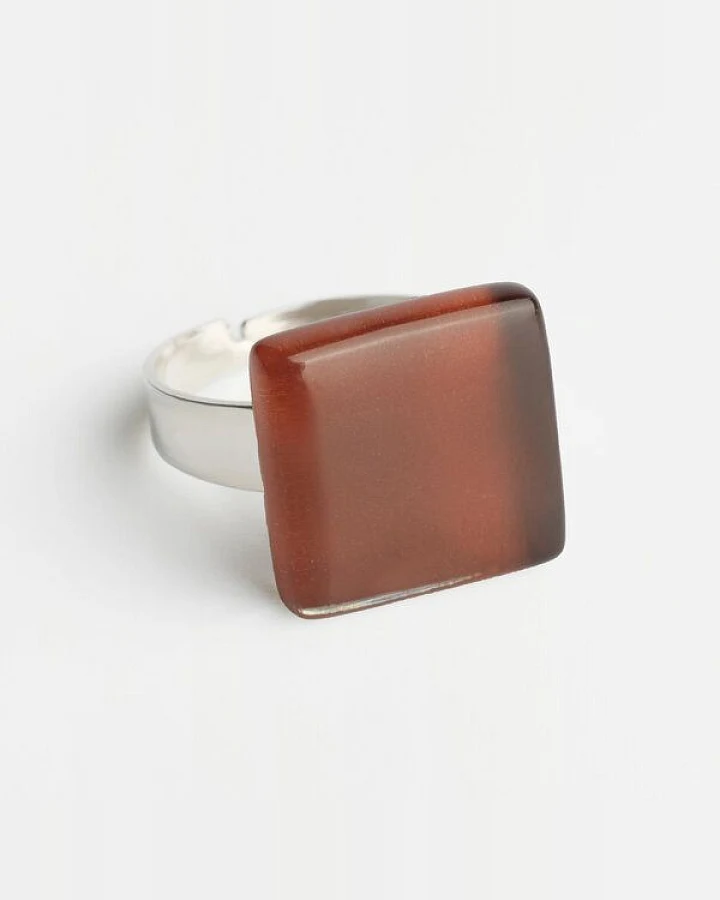 ALEXASCHA Minimalistischer Ring aus Glas, klein