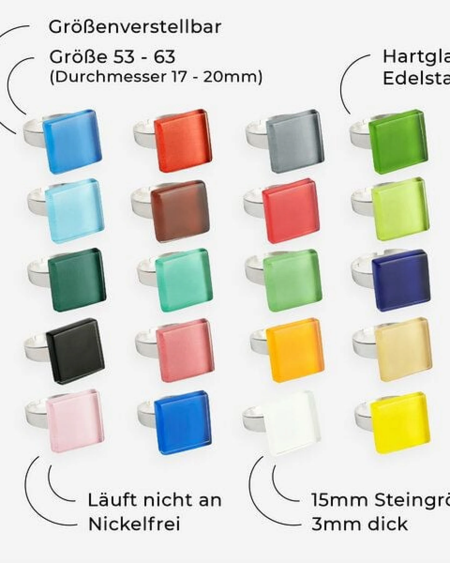 ALEXASCHA Minimalistischer Ring aus Glas, klein – Ansicht 4
