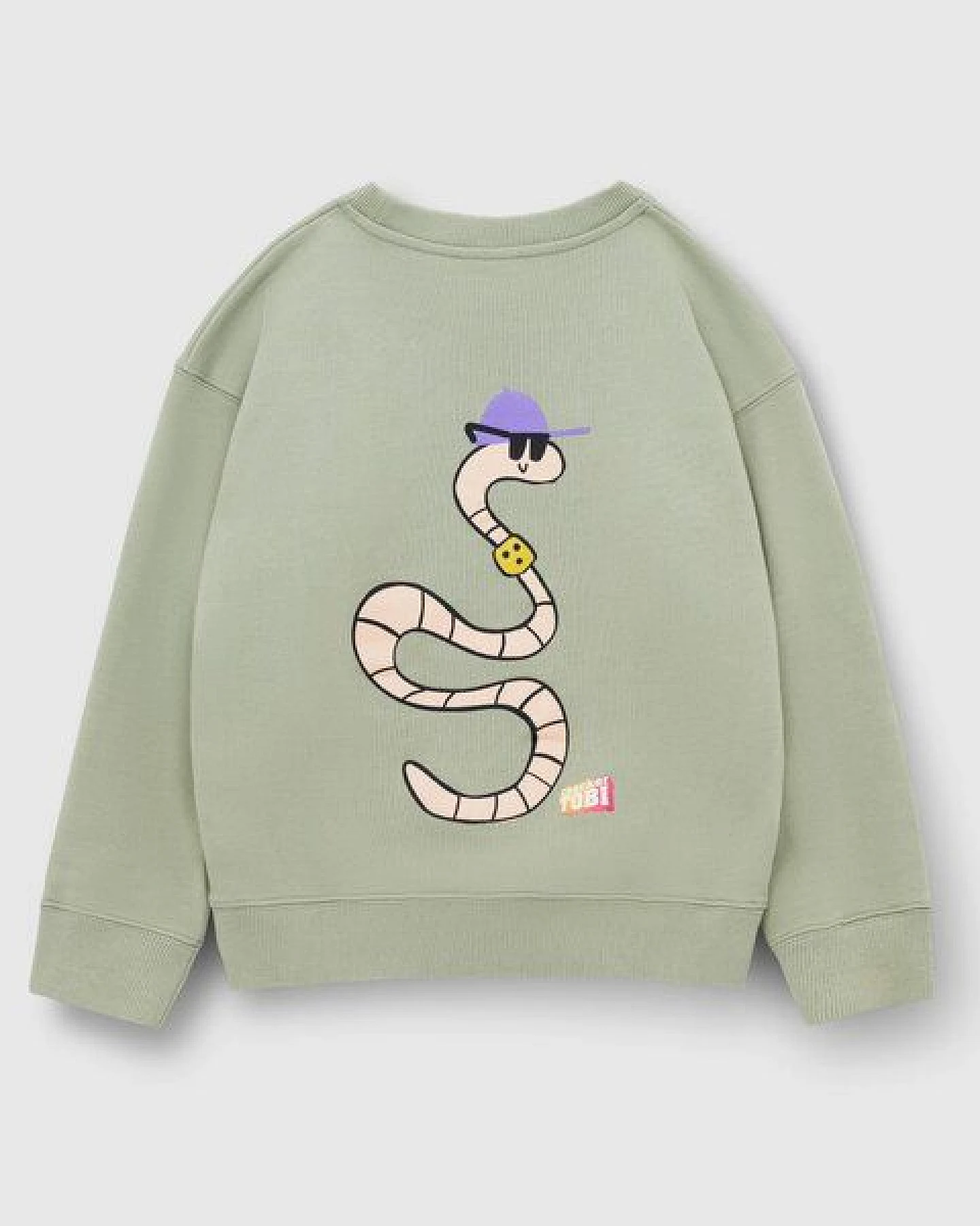 PlayPlayPauly CHECKER TOBI Regenwurm Unisex Kinder Sweatshirt aus Bio-Baumwolle – Ansicht 2