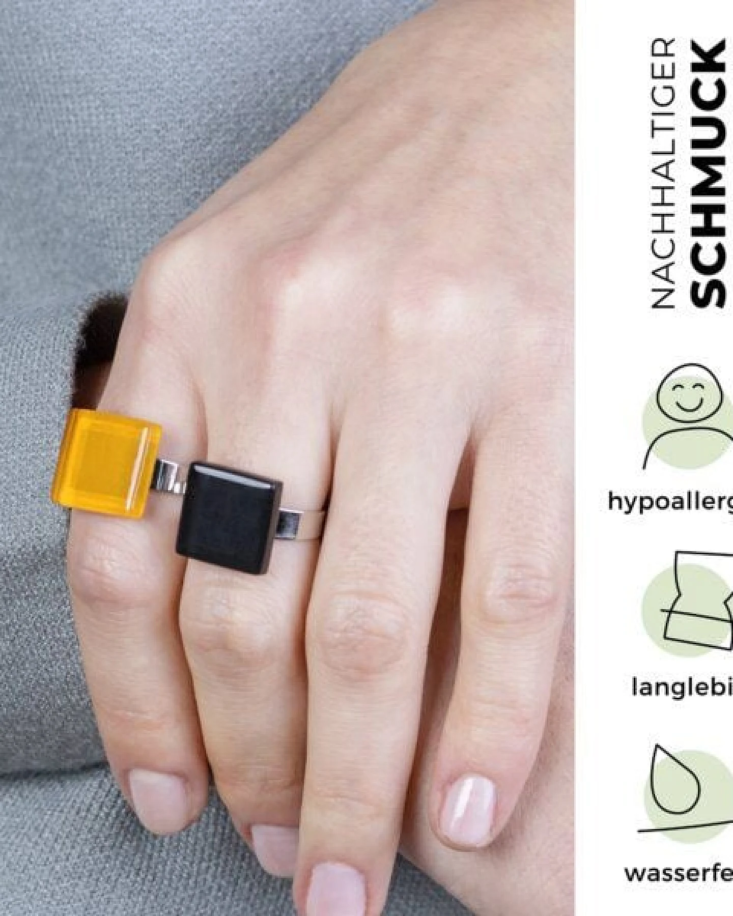 ALEXASCHA Minimalistischer Ring aus Glas, klein – Ansicht 3