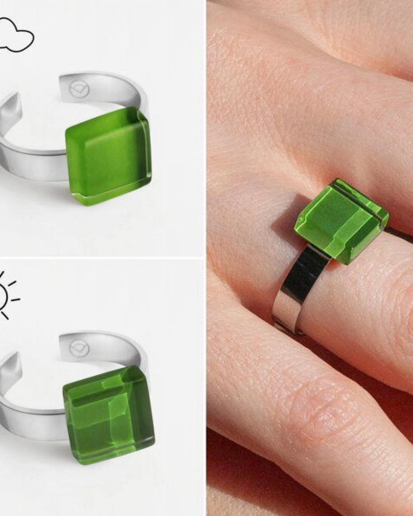 ALEXASCHA Geometrischer Ring aus Glas, mini – Ansicht 3