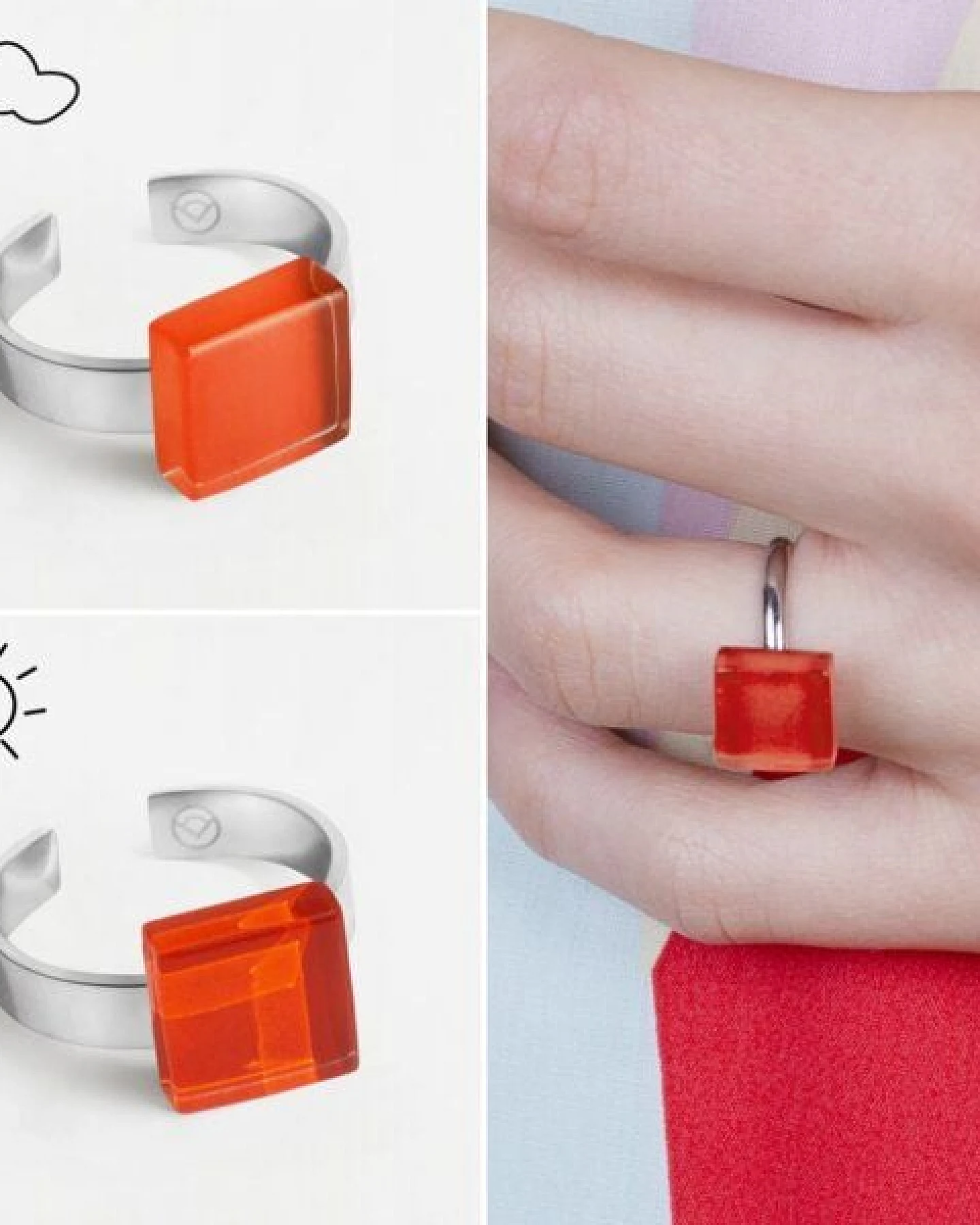 ALEXASCHA Geometrischer Ring aus Glas, mini – Ansicht 3