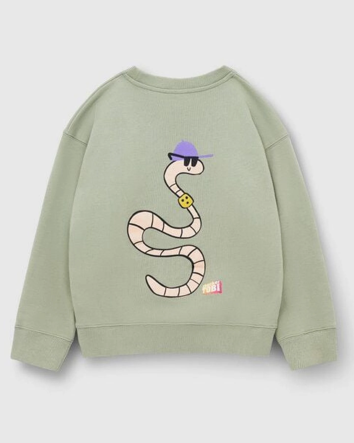 PlayPlayPauly CHECKER TOBI Regenwurm Unisex Kinder Sweatshirt aus Bio-Baumwolle – Ansicht 2