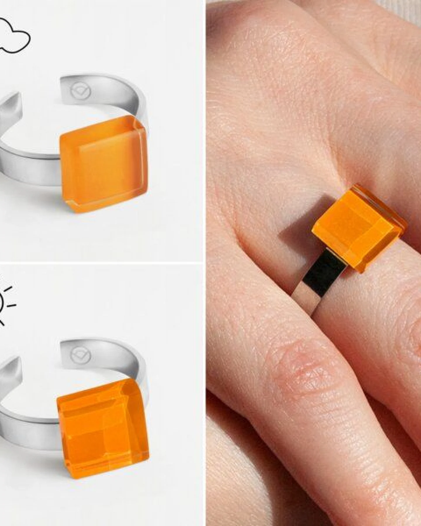 ALEXASCHA Geometrischer Ring aus Glas, mini – Ansicht 3