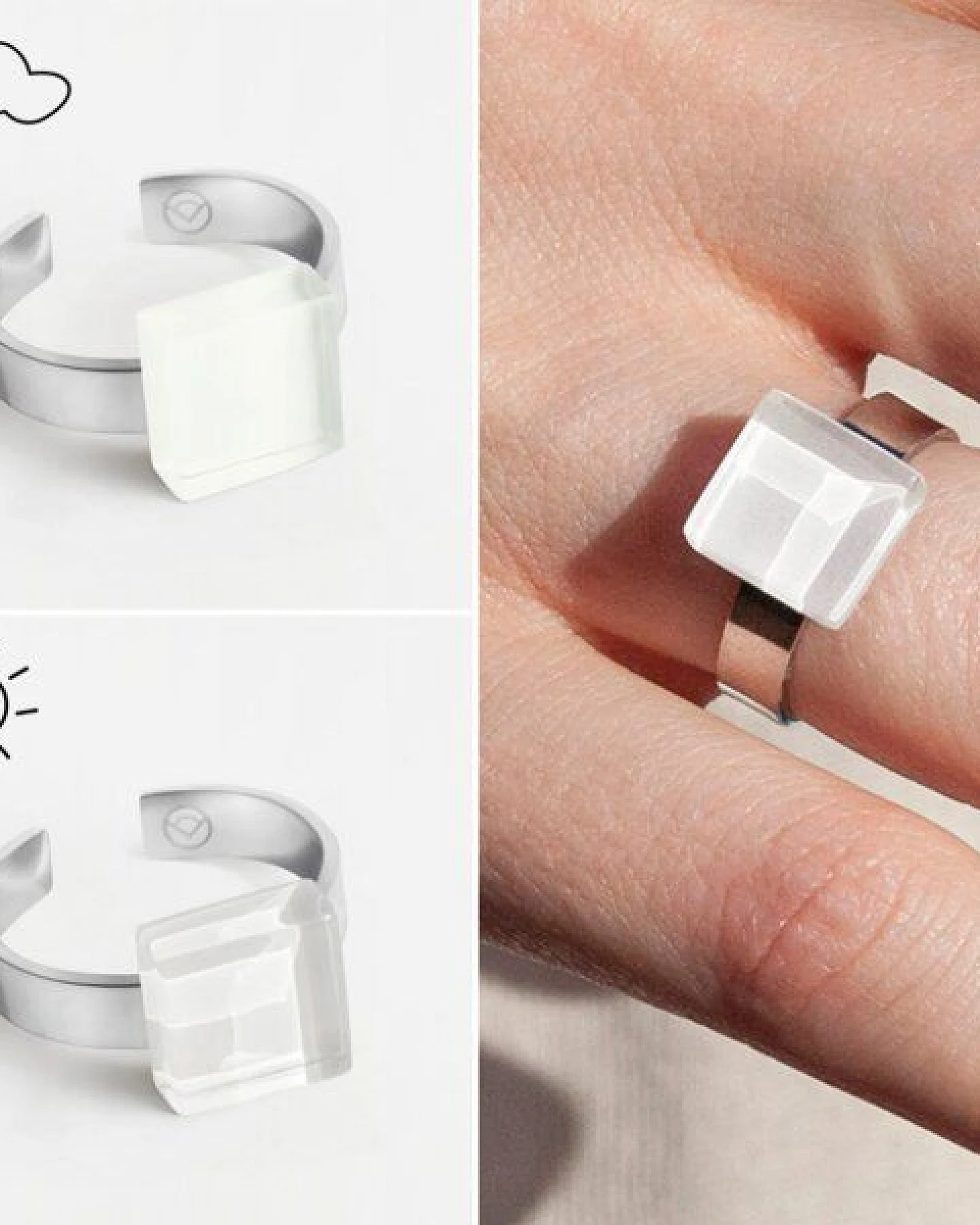 ALEXASCHA Geometrischer Ring aus Glas, mini – Ansicht 3