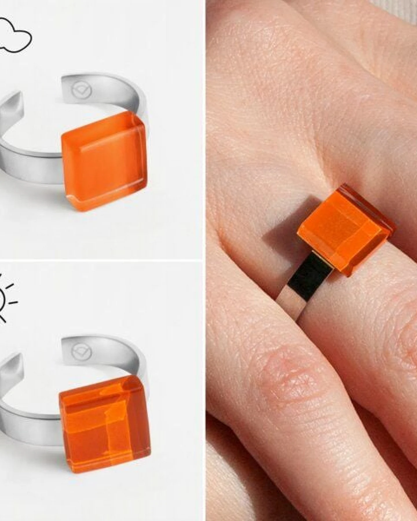ALEXASCHA Geometrischer Ring aus Glas, mini – Ansicht 3