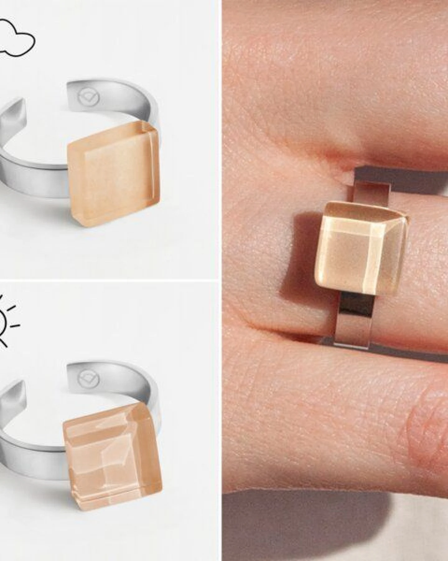 ALEXASCHA Geometrischer Ring aus Glas, mini – Ansicht 3