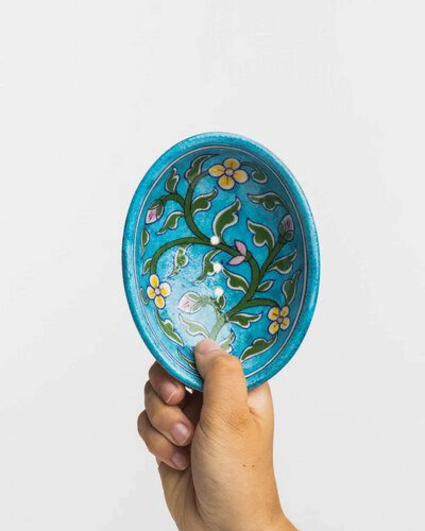 TRANQUILLO Blue Pottery Seifenschale von Hand geformt und bemalt – Ansicht 3