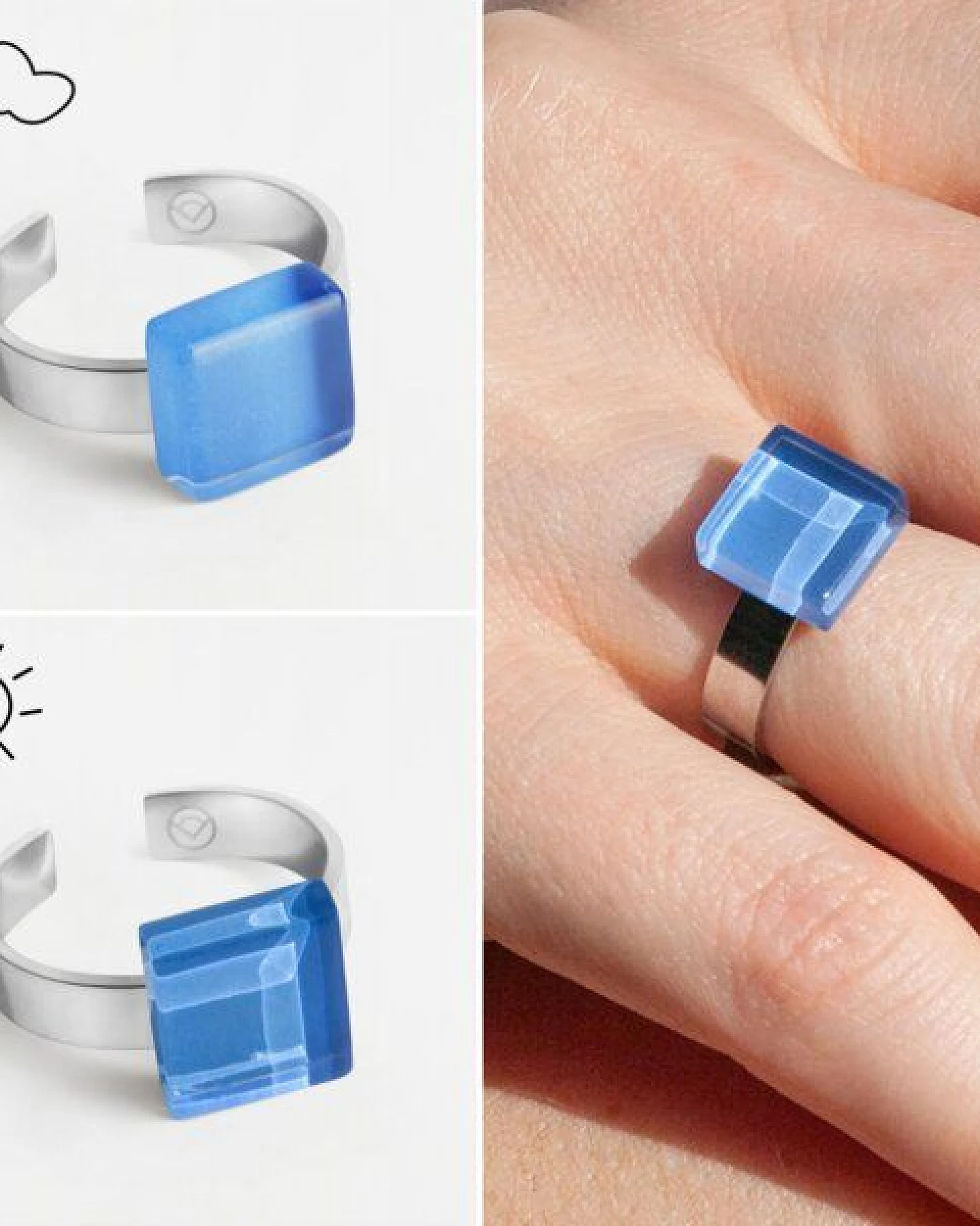 ALEXASCHA Geometrischer Ring aus Glas, mini – Ansicht 3