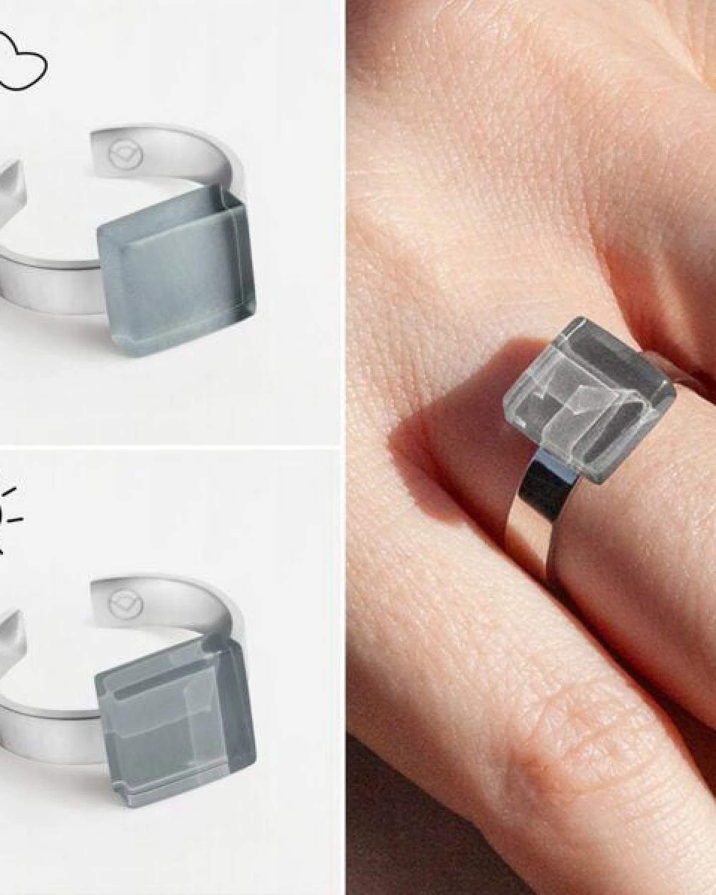 ALEXASCHA Geometrischer Ring aus Glas, mini – Ansicht 3