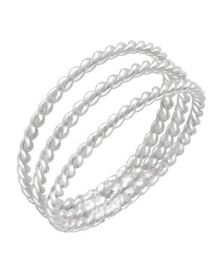 pakilia Silber Ring Kordel dreifach Fair-Trade und handmade