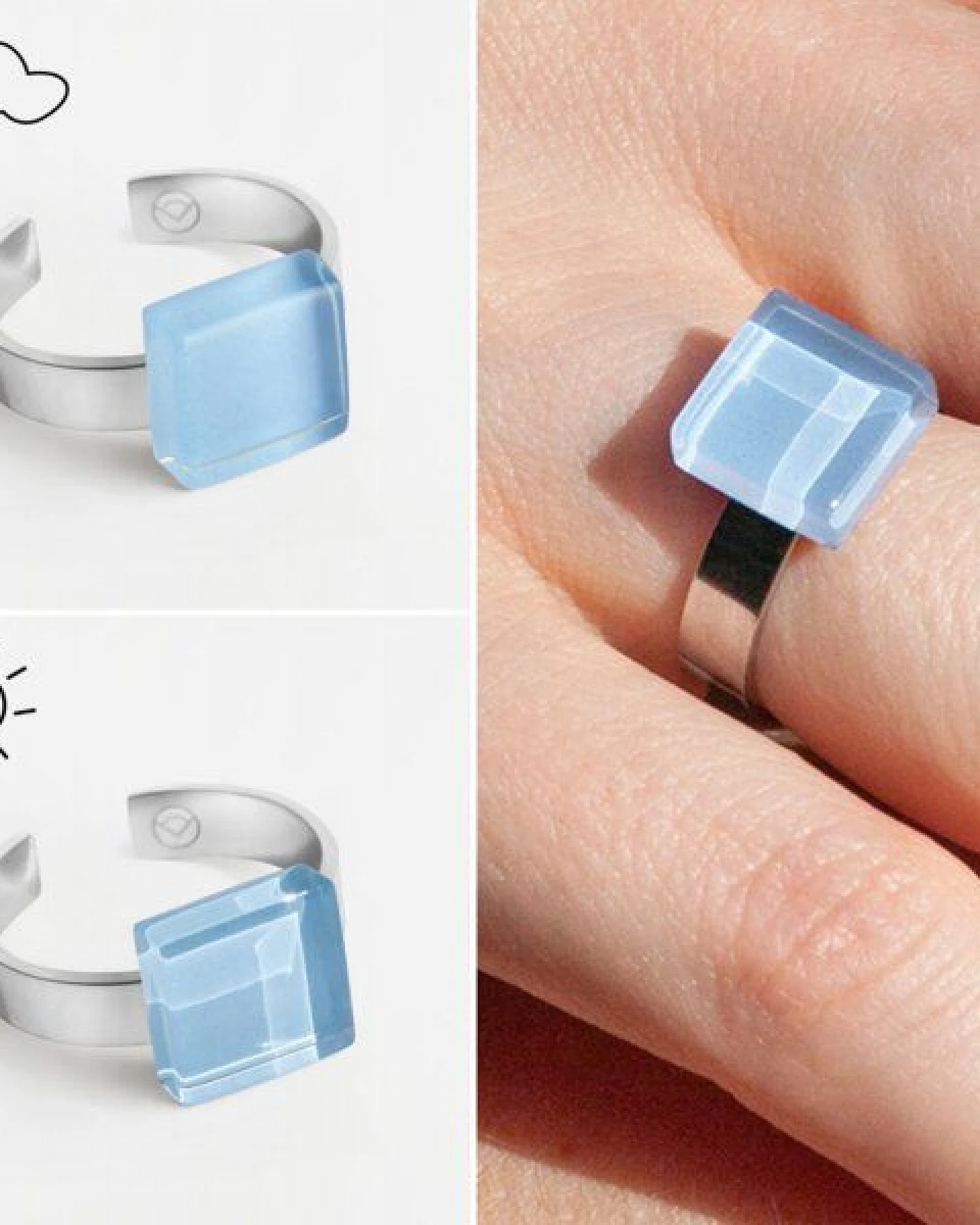 ALEXASCHA Geometrischer Ring aus Glas, mini – Ansicht 3