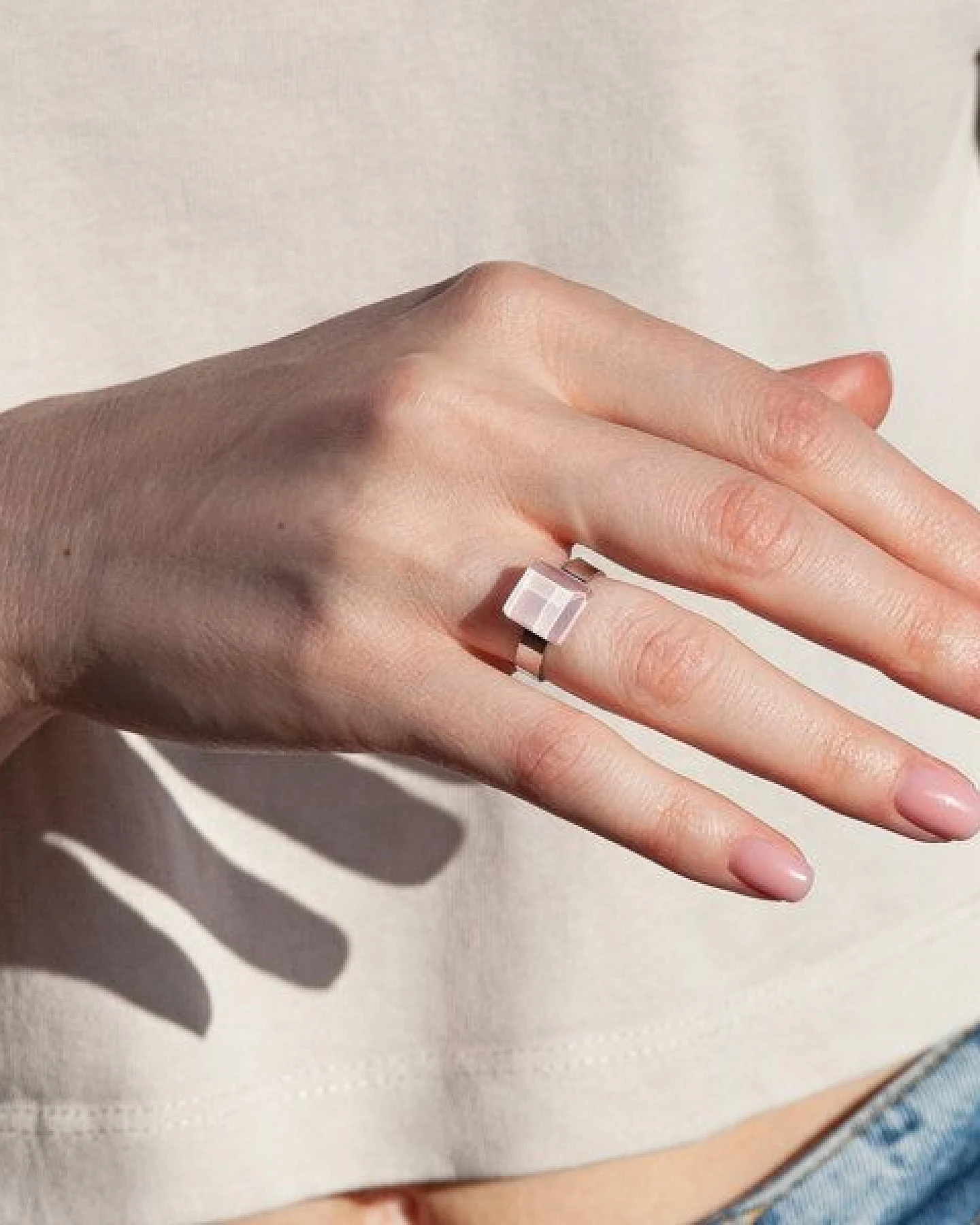 ALEXASCHA Geometrischer Ring aus Glas, mini – Ansicht 2