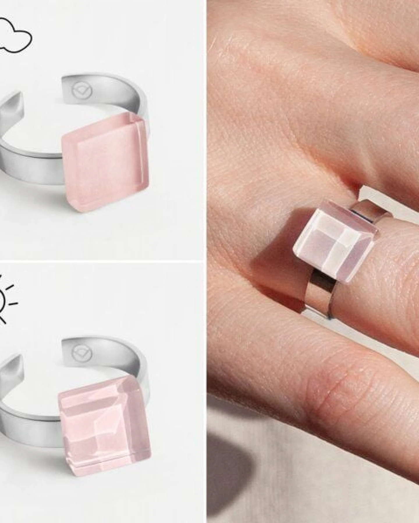 ALEXASCHA Geometrischer Ring aus Glas, mini – Ansicht 3