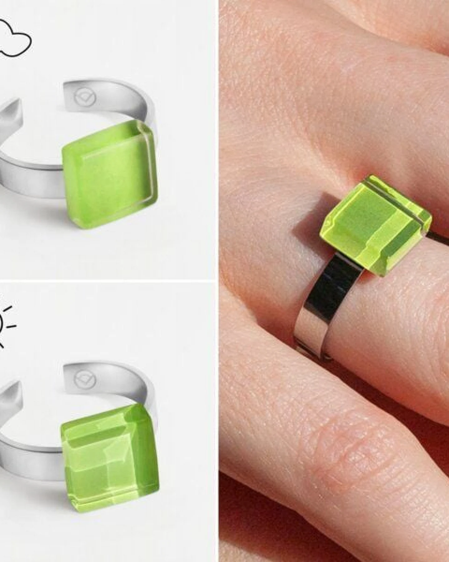 ALEXASCHA Geometrischer Ring aus Glas, mini – Ansicht 3