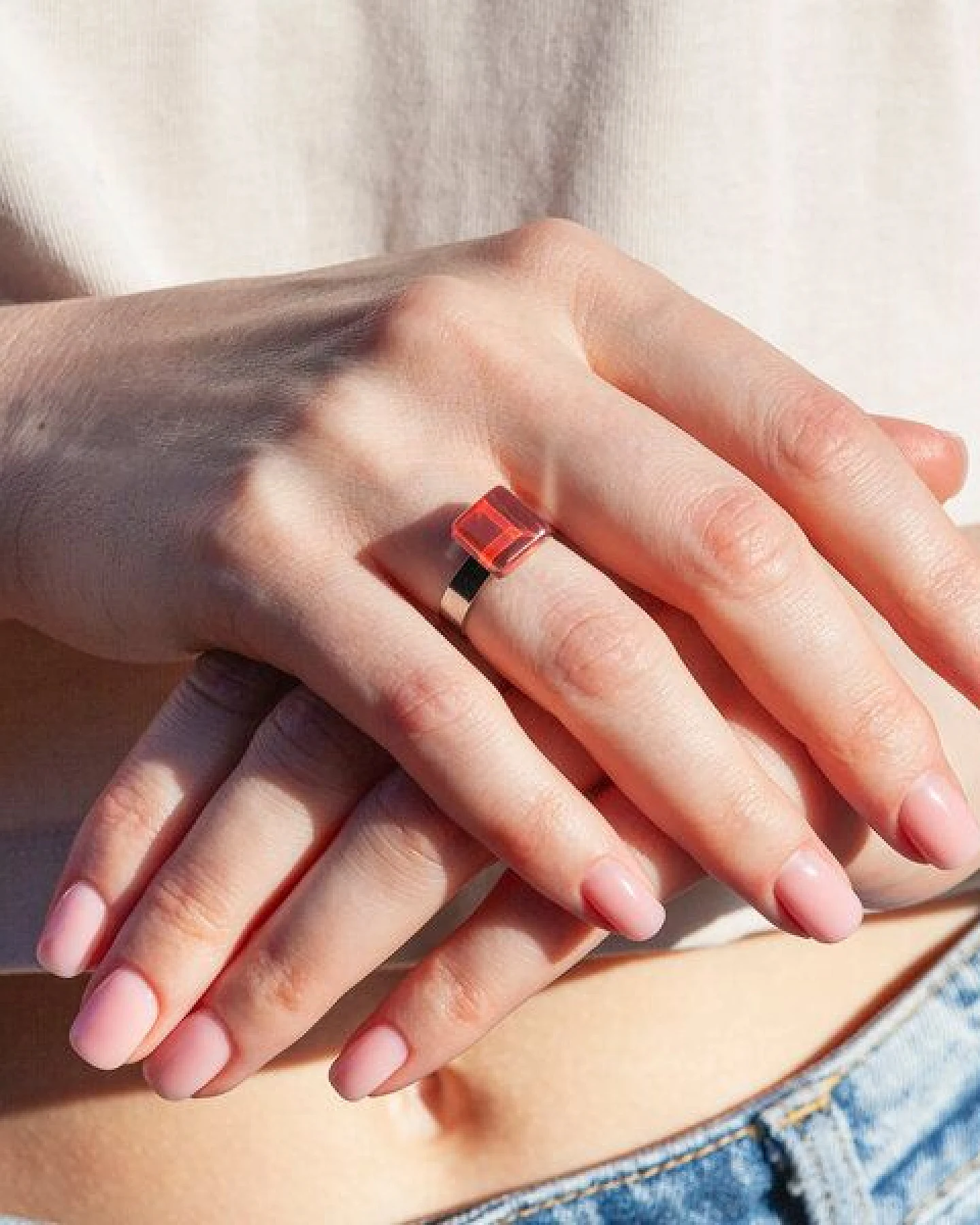 ALEXASCHA Geometrischer Ring aus Glas, mini – Ansicht 2