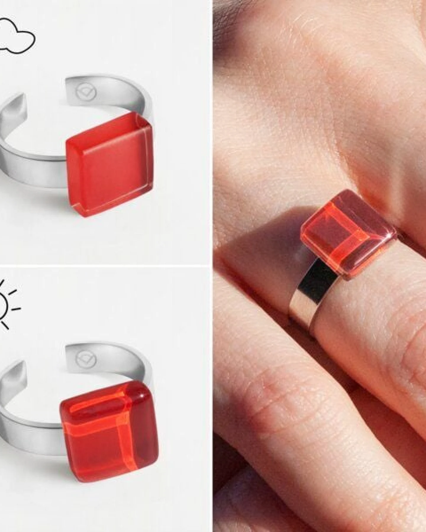 ALEXASCHA Geometrischer Ring aus Glas, mini – Ansicht 3