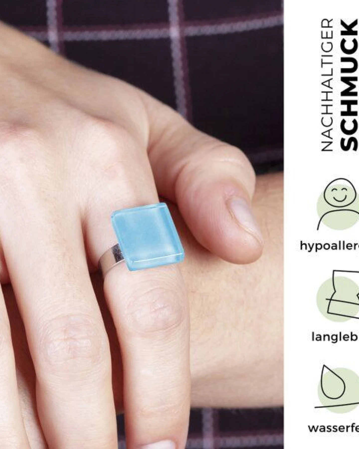 ALEXASCHA Minimalistischer Ring aus Glas, klein – Ansicht 3