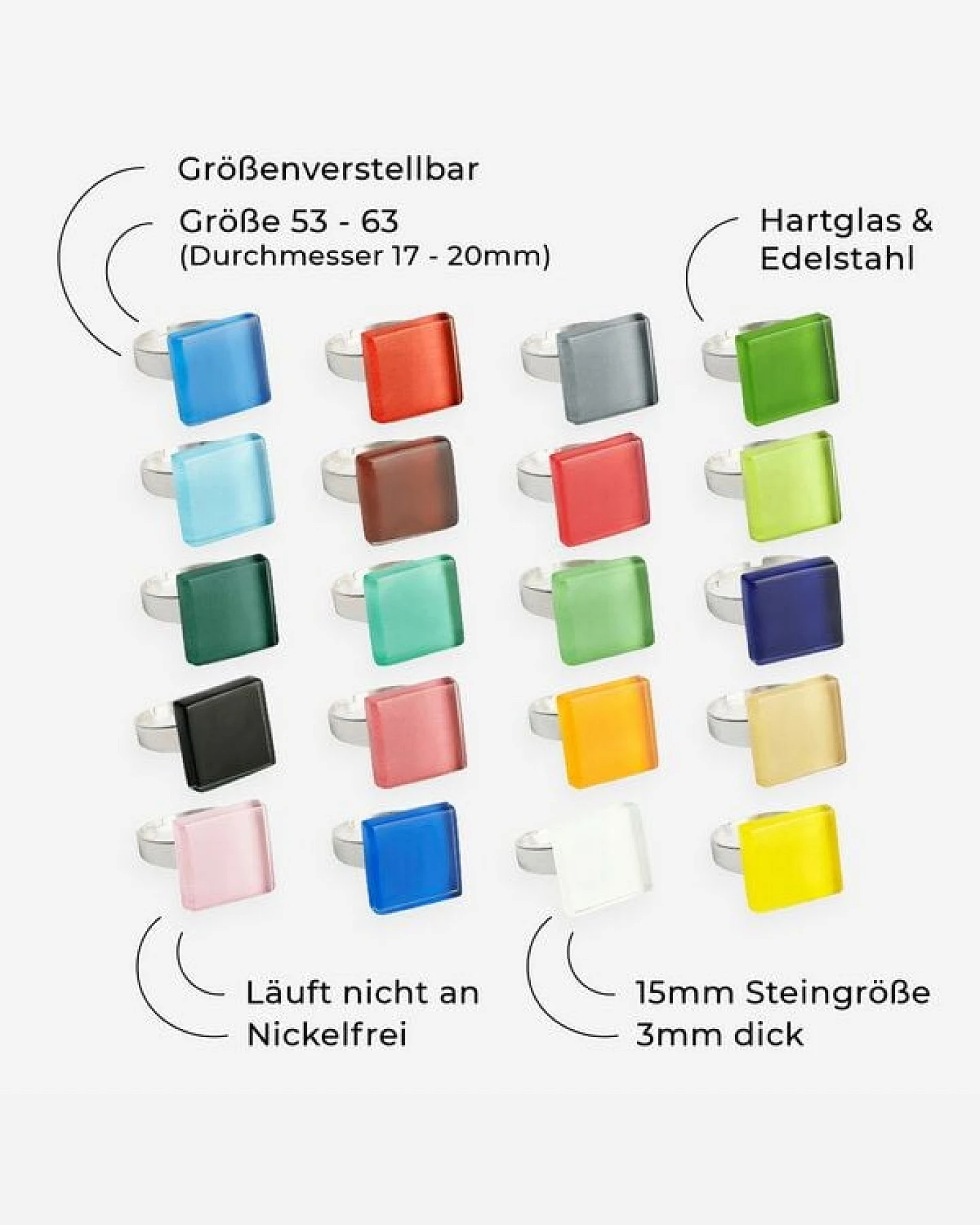 ALEXASCHA Minimalistischer Ring aus Glas, klein – Ansicht 4
