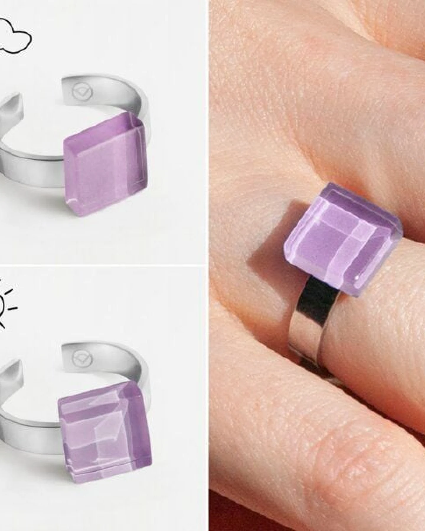 ALEXASCHA Geometrischer Ring aus Glas, mini – Ansicht 3