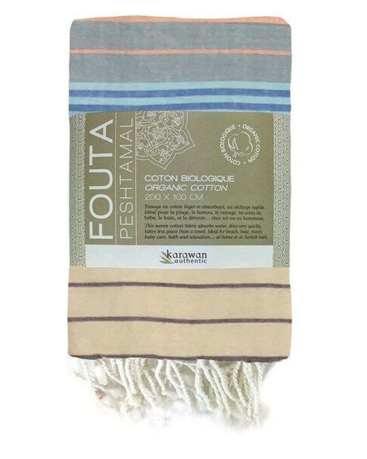 Karawan authentic Fouta Hamamtuch aus reiner Bio-Baumwolle 200 × 100 cm (Stil SUD) – Ansicht 2