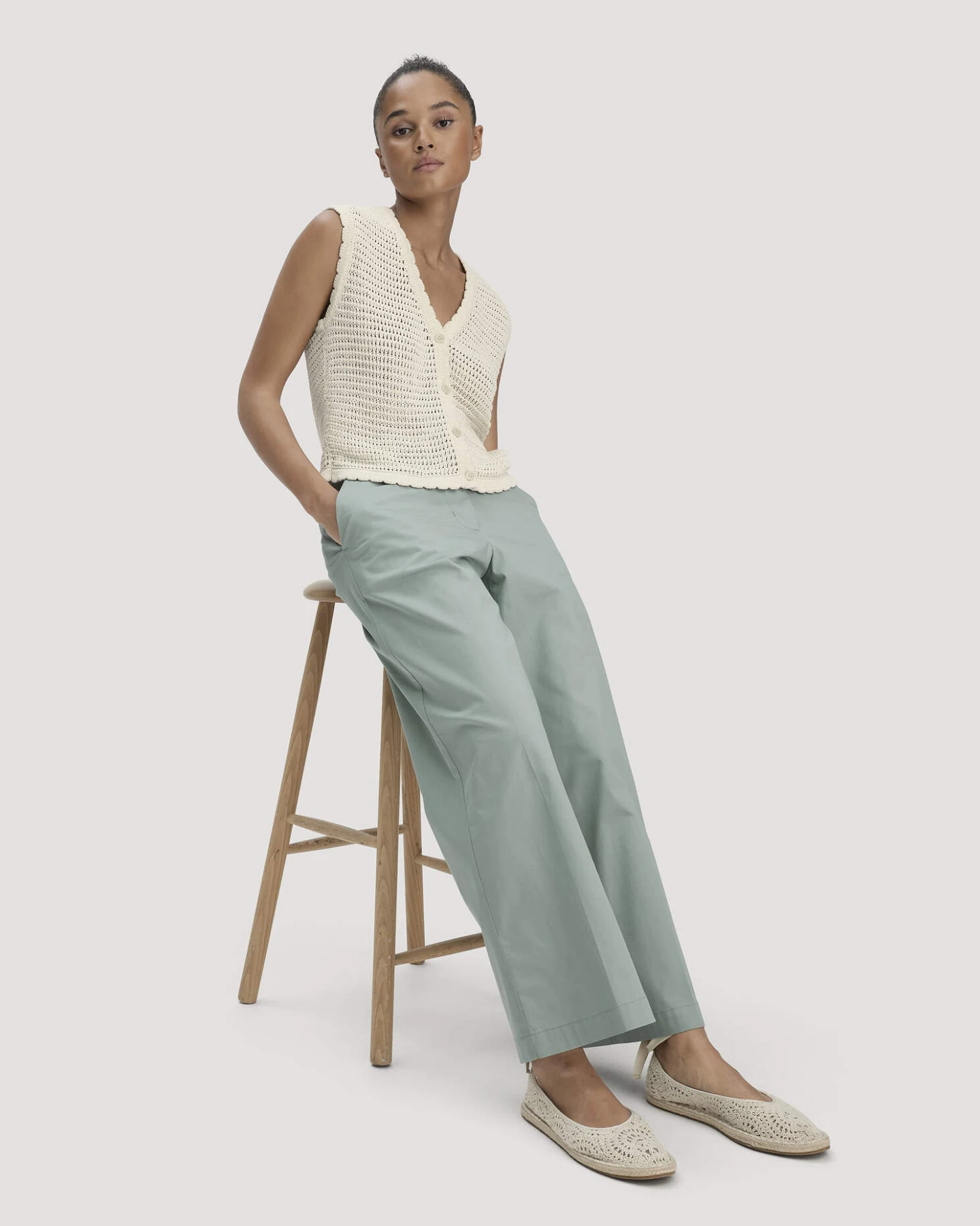 hessnatur Damen Hose Culotte Regular aus Bio-Baumwolle - grün - Größe 40 – Ansicht 4