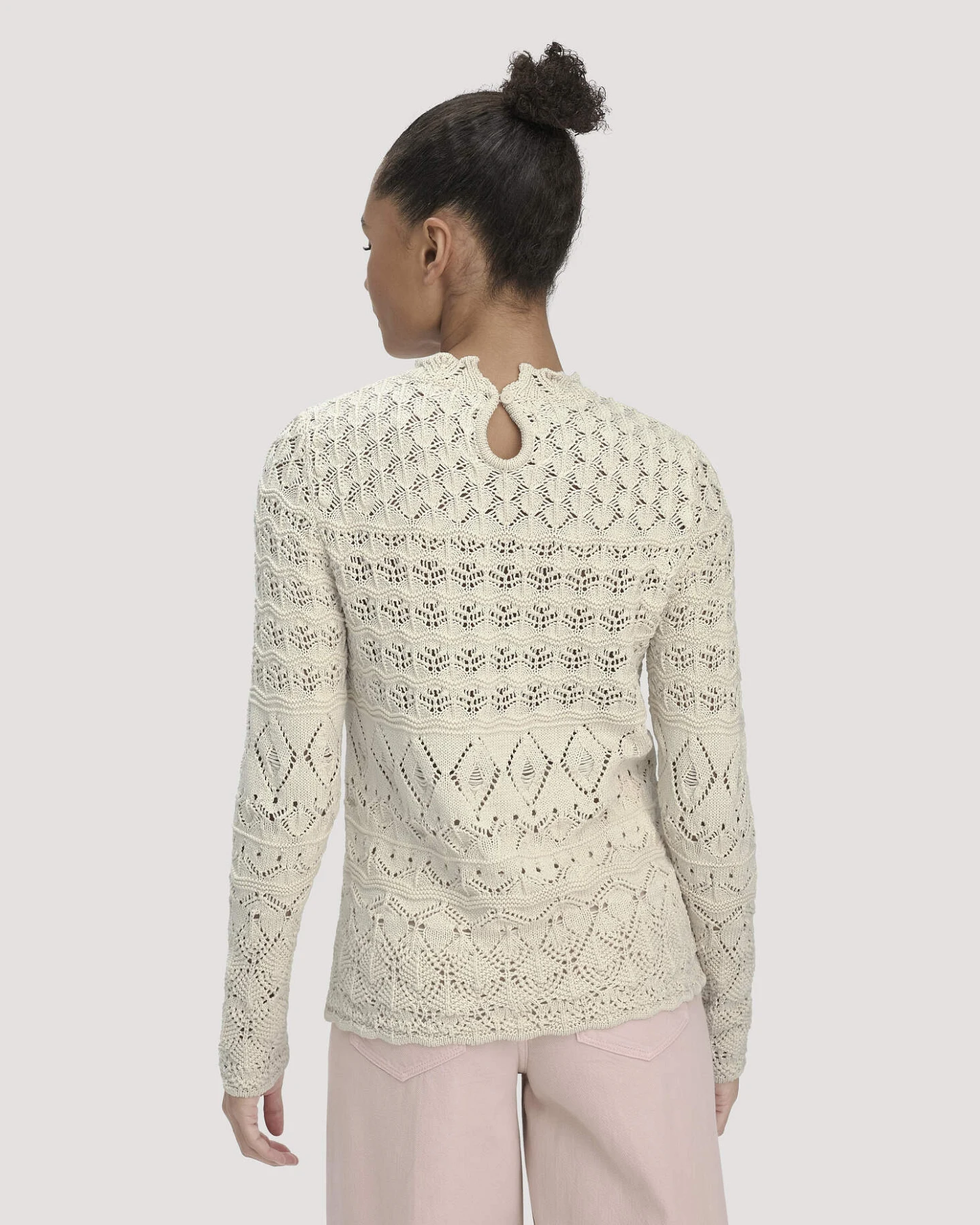 hessnatur Damen Strick Pullover Regular aus Bio-Baumwolle - beige - Größe M – Ansicht 3