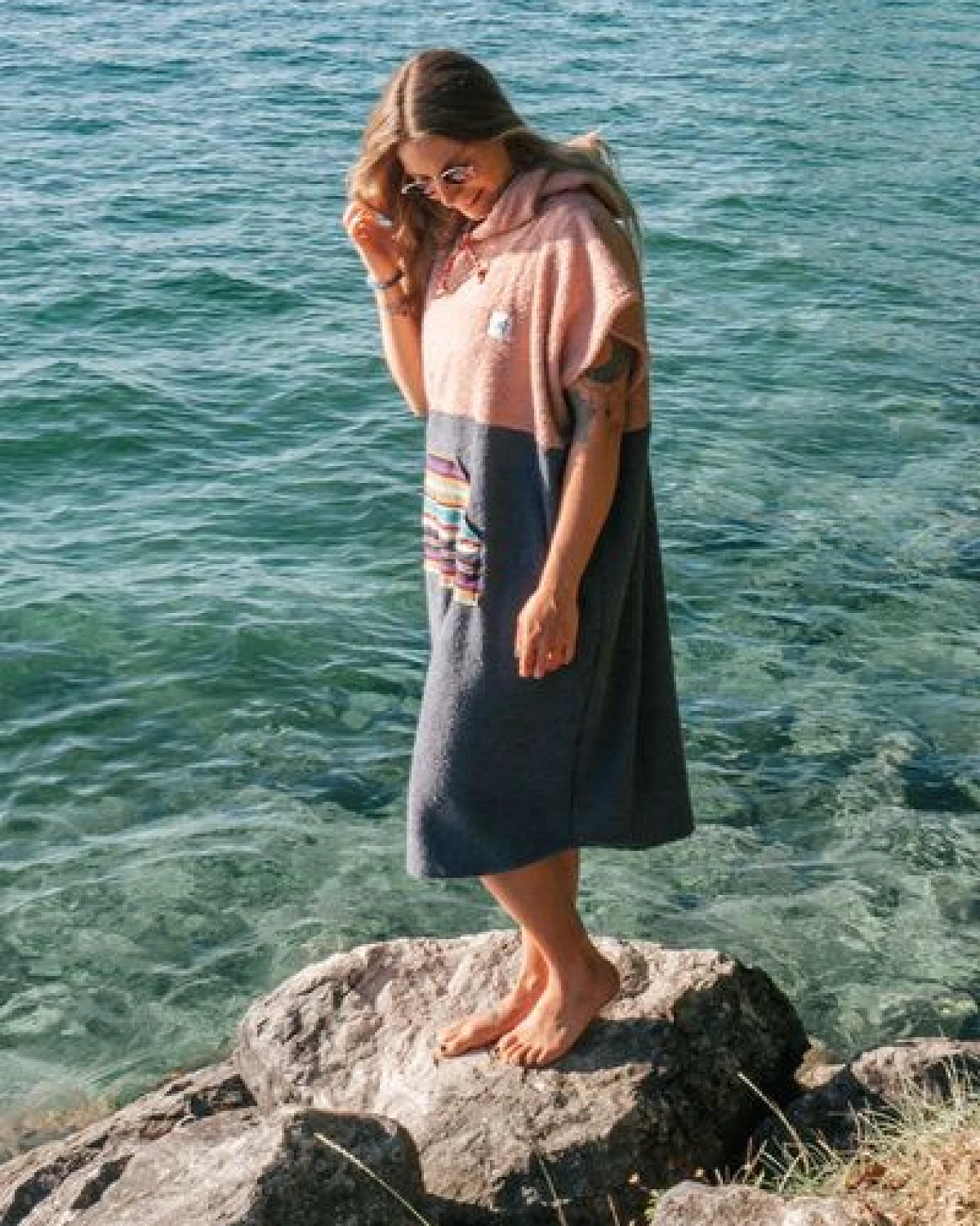 Zeachild Surfponcho Sunset Bloom Bio-Frotte – Ansicht 2