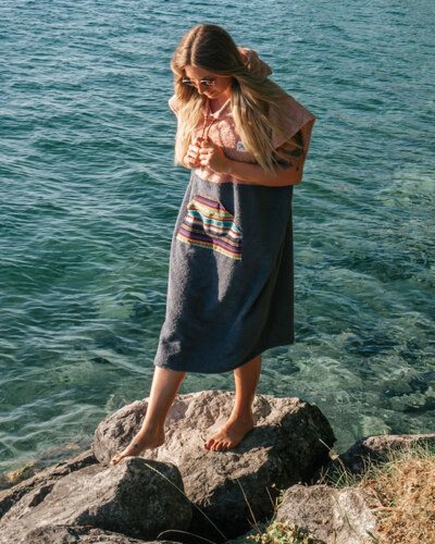 Zeachild Surfponcho Sunset Bloom Bio-Frotte – Ansicht 4